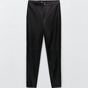 Zara FAUX LEATHER LEGGINGS Color: BLACK Size: L NWT.